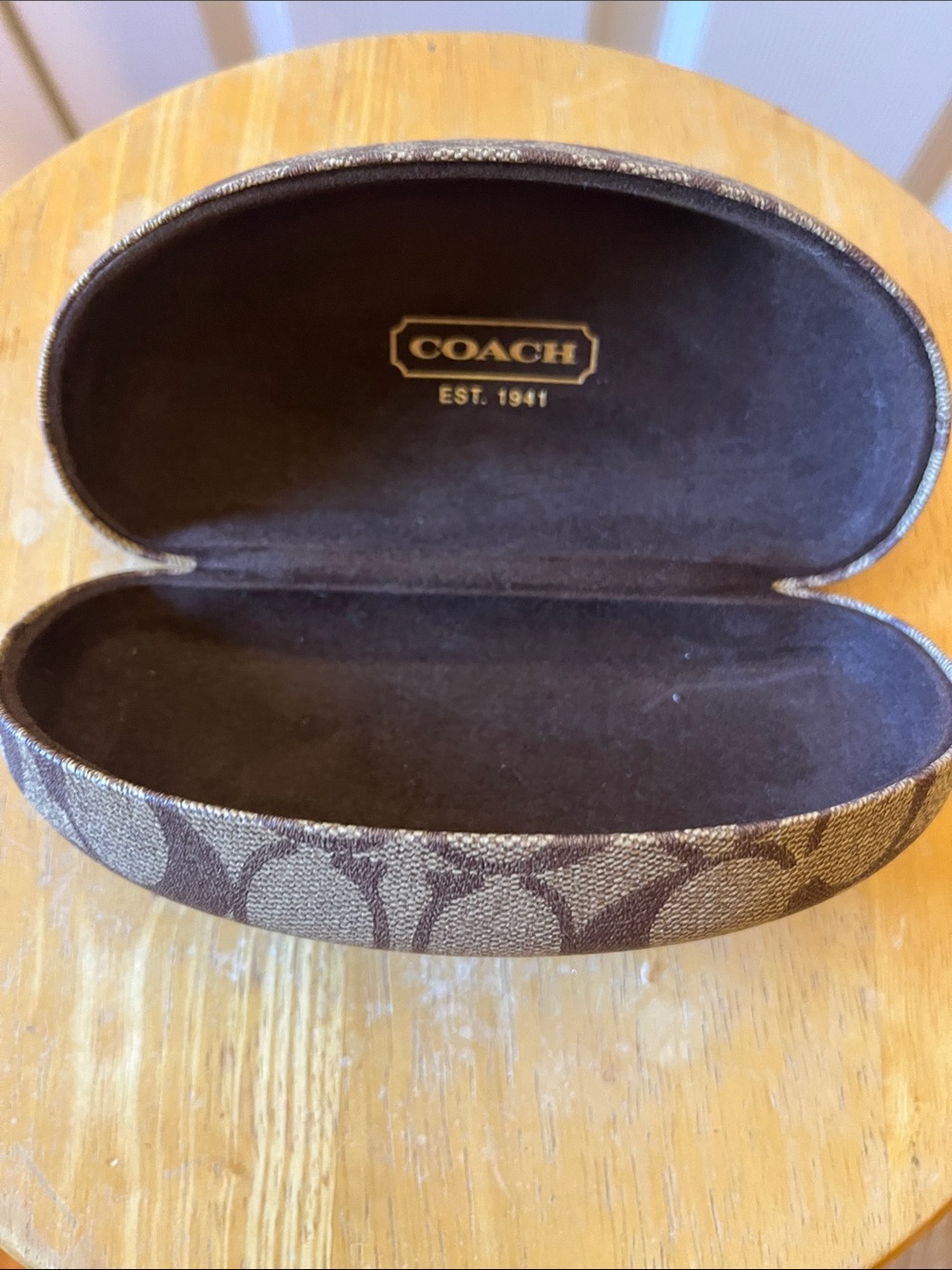 Coach Brown Signature Pattern Glasses Case